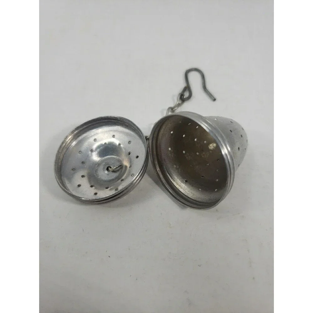 Vintage MCM Aluminum Acorn Shaped Tea ball Infuser Strainer with Hook & Chain